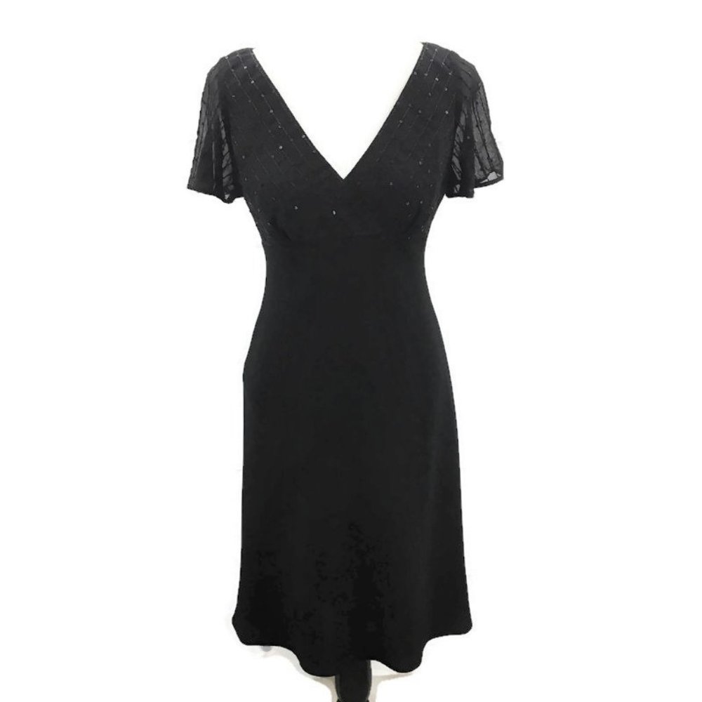 Evan Picone Black Cocktail Dress Sz 6 LBD